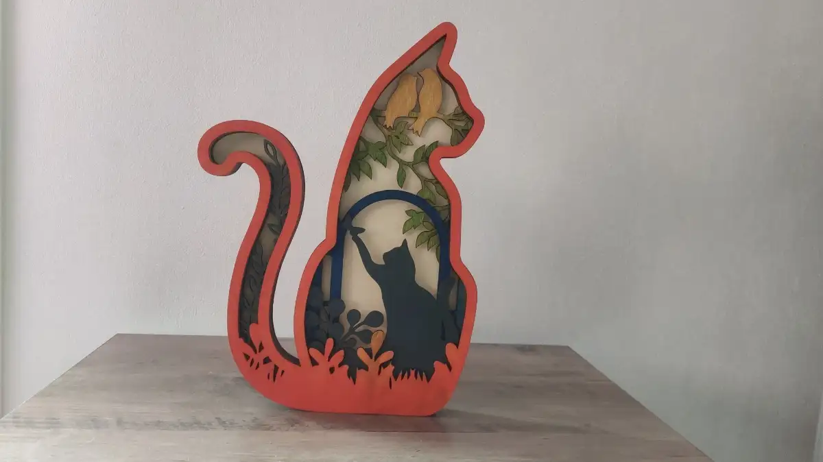 Veilleuse Chat-oiseaux - JBPA Créations