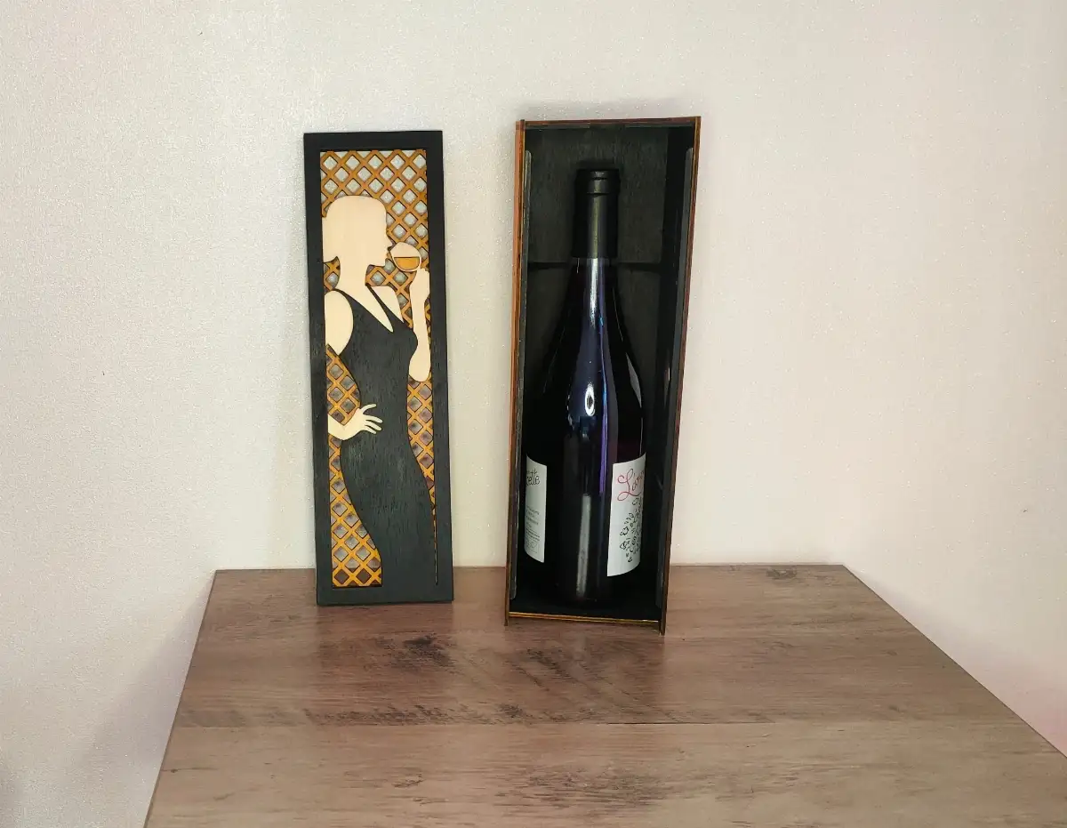 Coffret à vin en bois – Couvercle décoratif multicouche - JBPA Créations