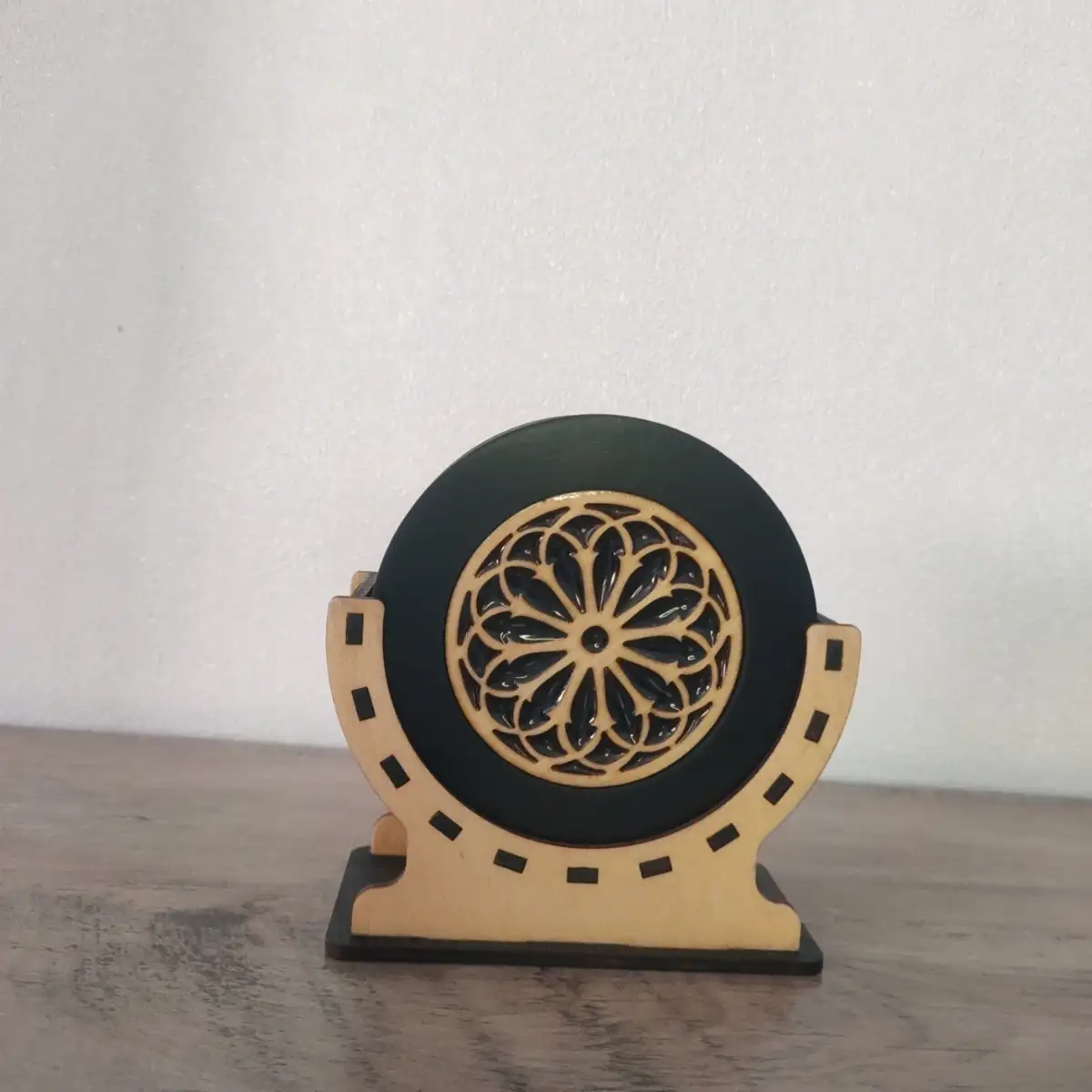 Lot de 6 Sous-Verres Artisanaux en Bois et Résine Époxy - Motifs Géométriques Sacrés - JBPA Créations